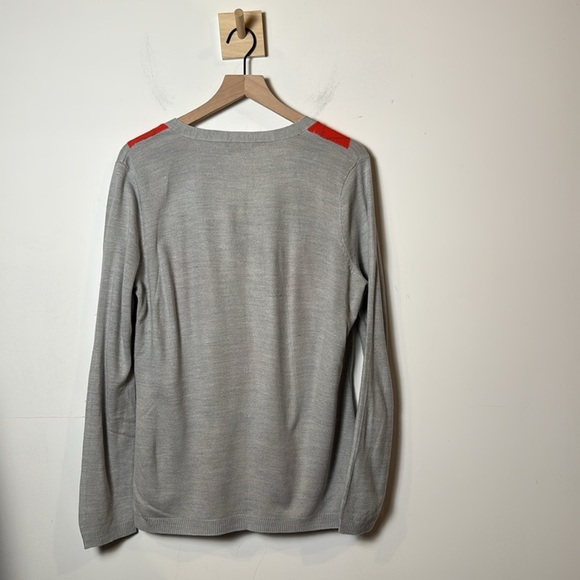 New York Company NYC Womens Gray/Orange Argyle Sweater V-neck Pullover size XL - Picture 6 of 8